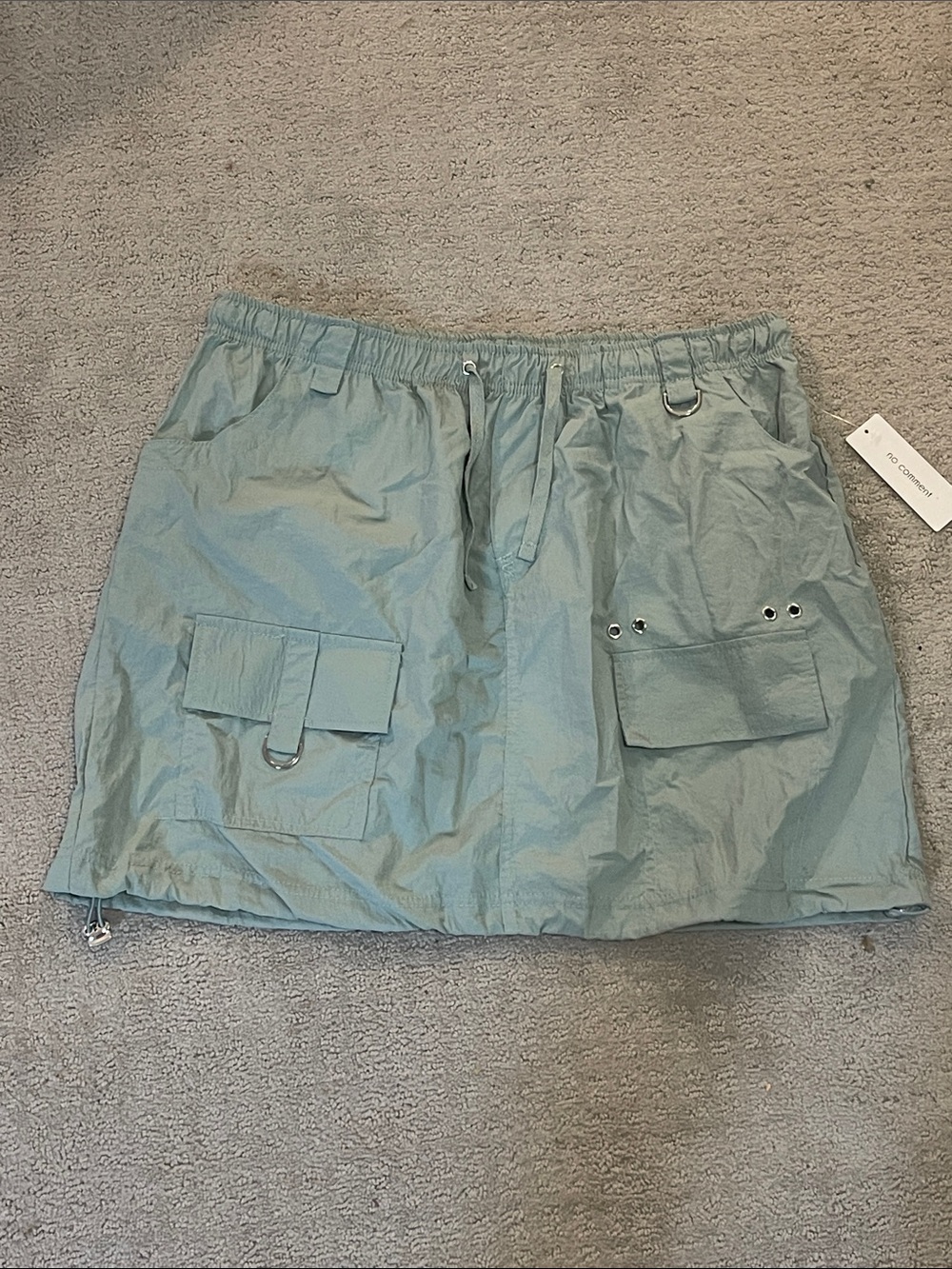 No comment boutique NWT xl Light Sage Utility Mini Skirt Cargo Pockets nylon
